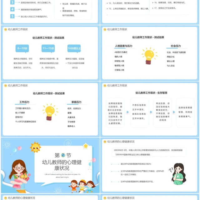 蓝色卡通幼儿园教师情绪管理培训PPT模板 蓝色卡通幼儿园教师情绪管理培训PPT模板