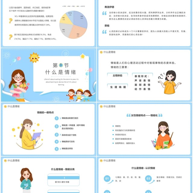蓝色卡通幼儿园教师情绪管理培训PPT模板 蓝色卡通幼儿园教师情绪管理培训PPT模板