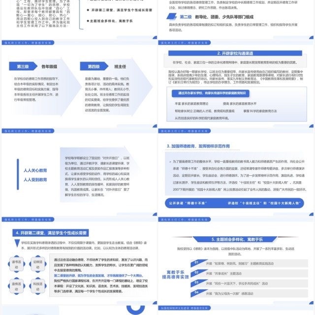 蓝色简约风学校教师德育教育培训PPT模板