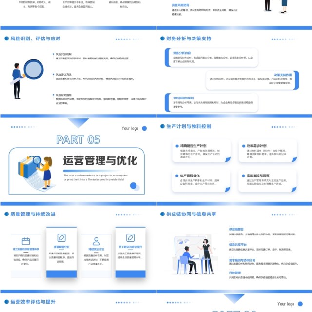 蓝色扁平风企业经营管理培训PPT模板