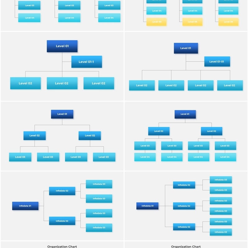 10套深浅色系组织架构图PPT信息图表素材Organizational charts animated powerpoint