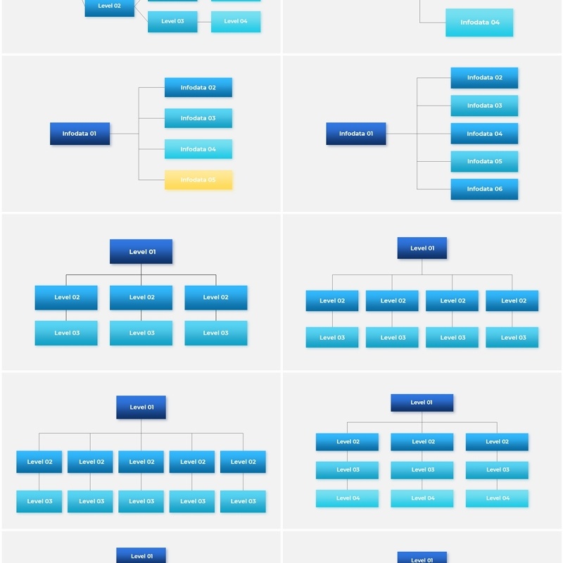 10套深浅色系组织架构图PPT信息图表素材Organizational charts animated powerpoint