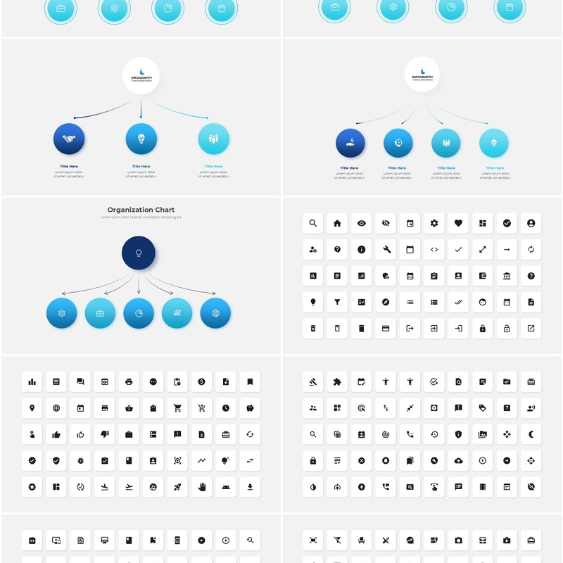 10套深浅色系组织架构图PPT信息图表素材Organizational charts animated powerpoint