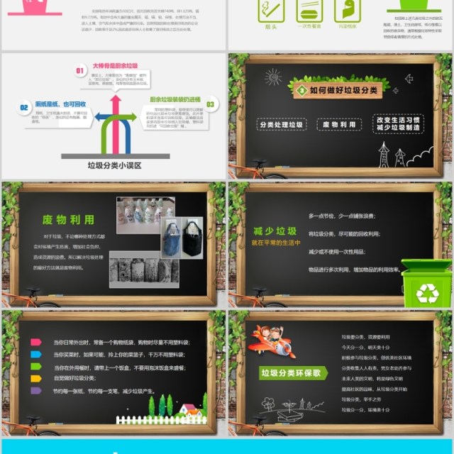 爱护环境保护地球垃圾分类PPT模板