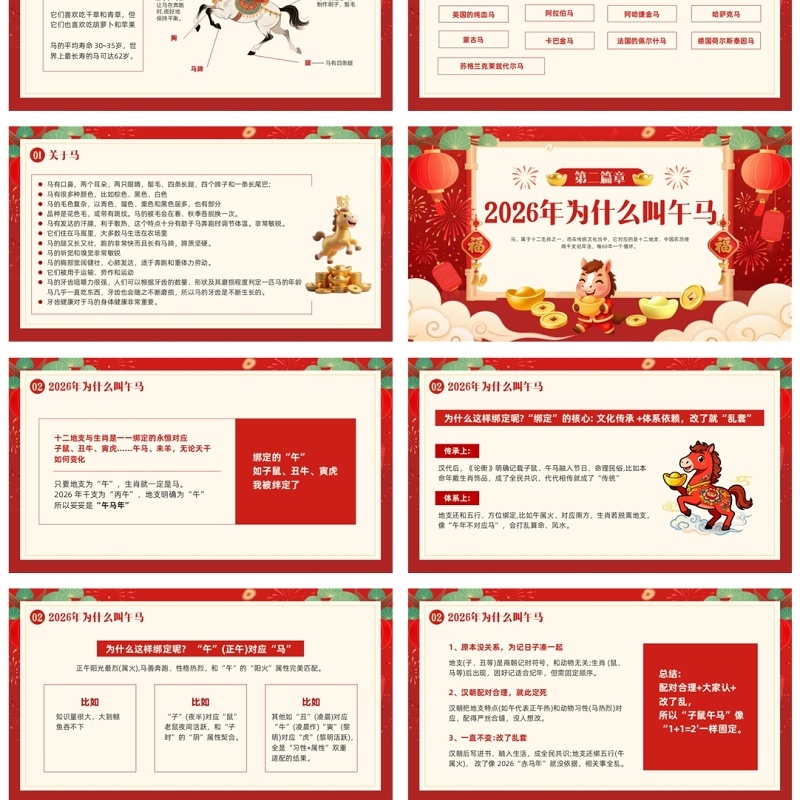 红色中国风2026了解不一样的马年PPT模板