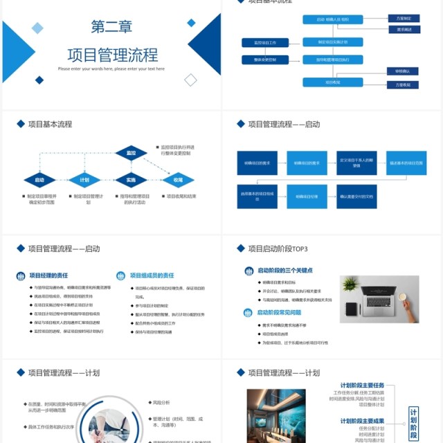 蓝色商务风如何做好项目管理PPT模板