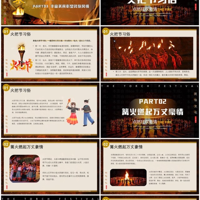 棕色简约风民俗文化彝族火把节PPT模板 棕色简约风民俗文化彝族火把节PPT模板