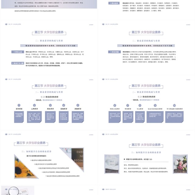 淡紫色莫兰迪大学生就业能力与职业素养PPT模版 淡紫色莫兰迪大学生就业能力与职业素养PPT模版