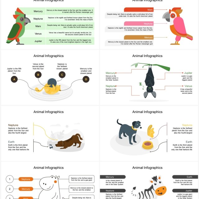 40页卡通动物可视化图表PPT模板