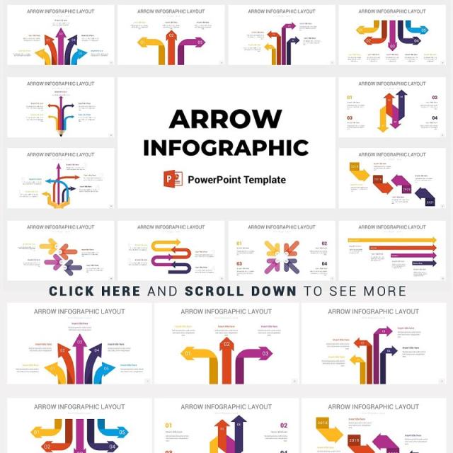 20套完整配色箭头PPT信息图矢量元素