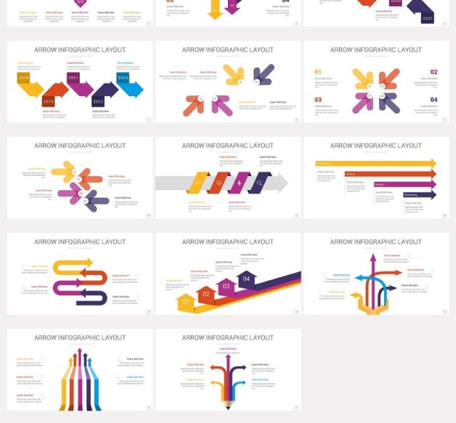20套完整配色箭头PPT信息图矢量元素