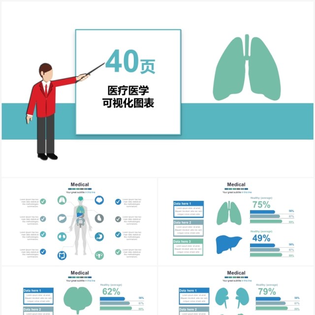 40页医疗医学可视化图表PPT模板