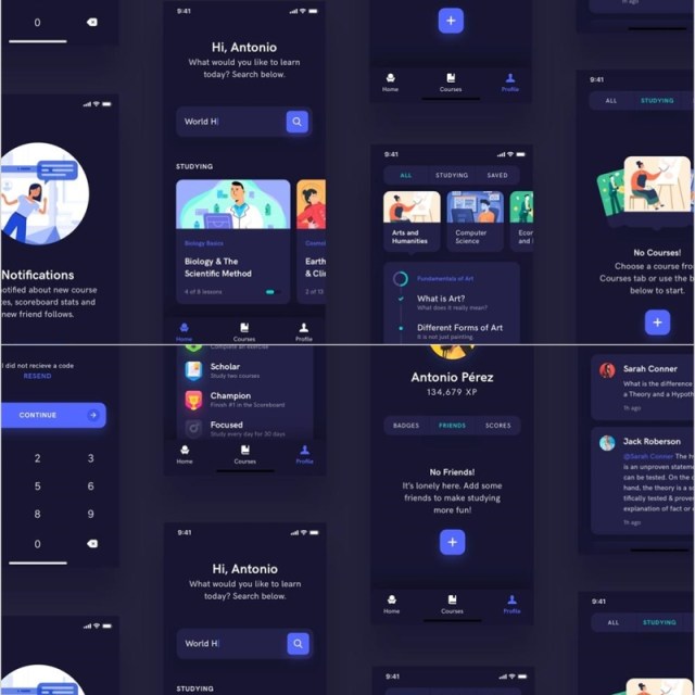 ESTUDIO在线课程教育移动应用UI套件,ESTUDIO移动应用UI套件 Estudio Mobile App UI Kit ESTUDIO在线课程教育移动应用UI套件,ESTUDIO移动应用UI套件 Estudio Mobile App UI Kit