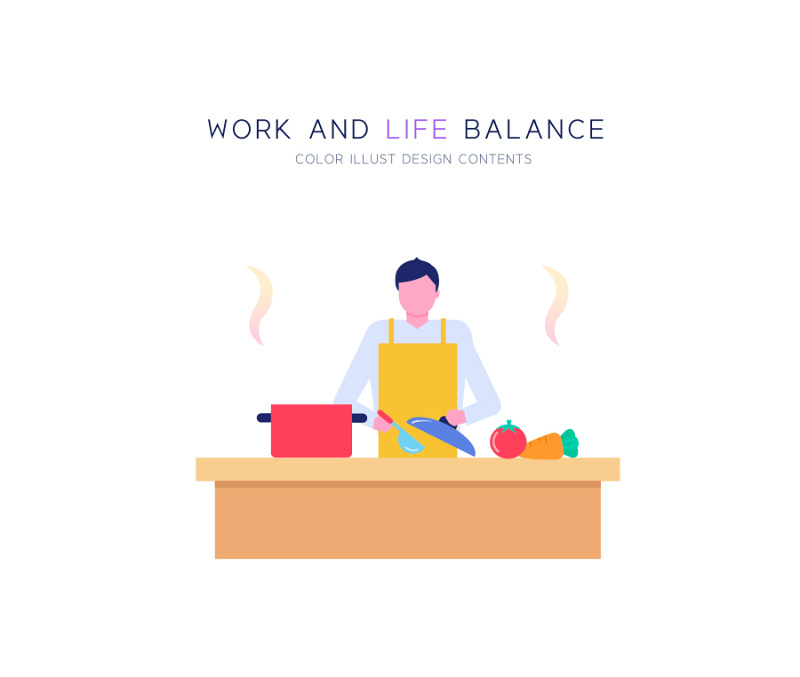 煮饭厨房小场景网页UI插画插图AI矢量素材