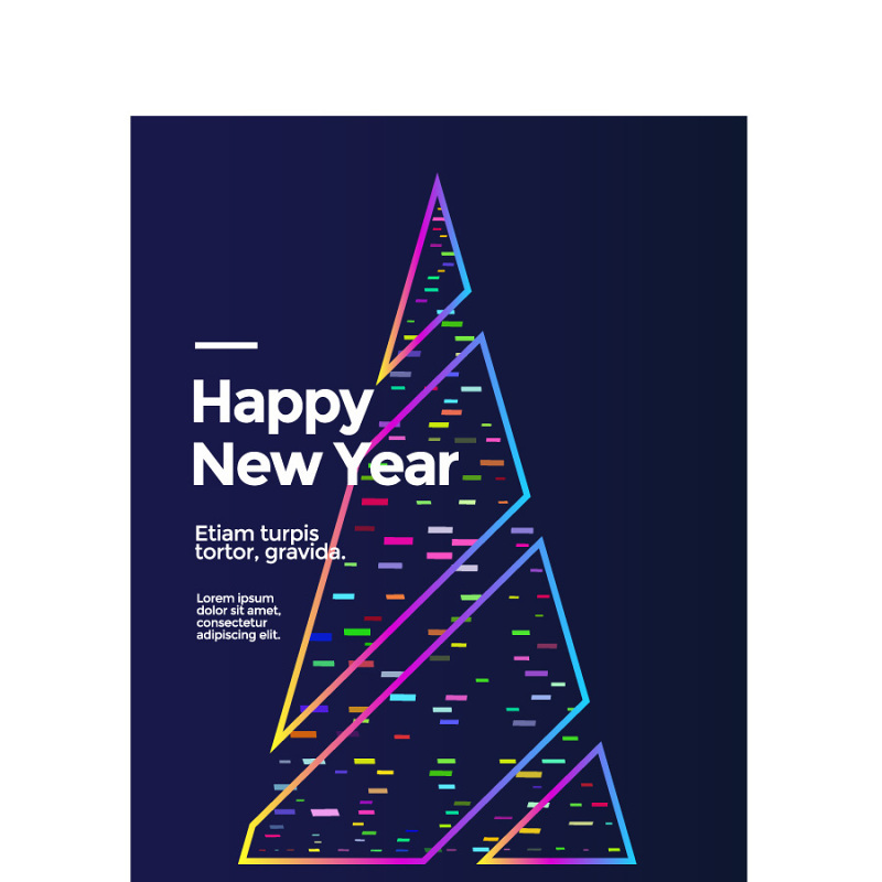 几何流体渐变蒸汽波抽象H5圣诞树海报模板AI矢量素材