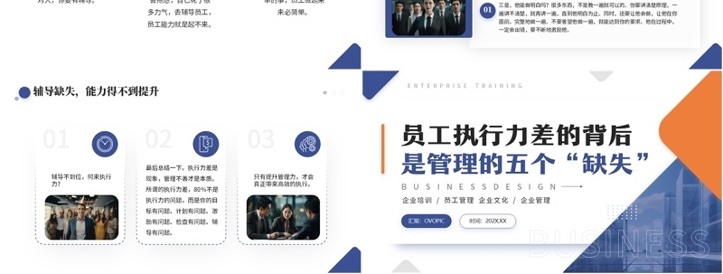 蓝色商务风企业管理员工执行力差的原因PPT模板
