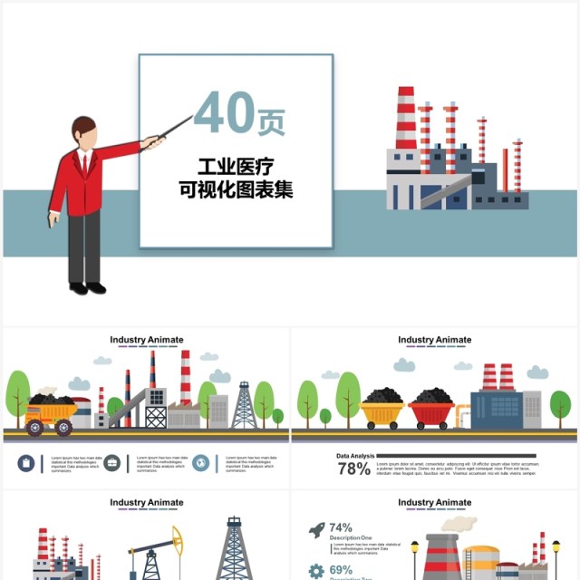 40页工业医疗可视化图表集PPT模板