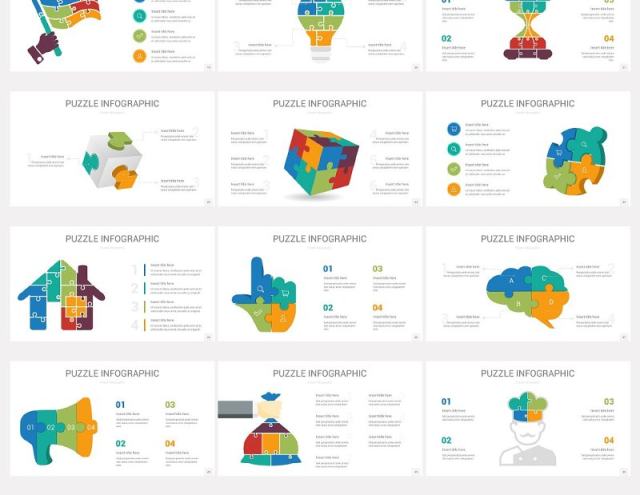 30款创意拼图信息图形PPT图表元素