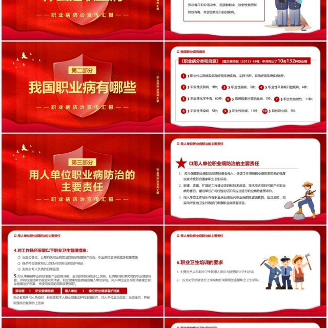红色简约职业病防治法宣传周PPT模板 红色简约职业病防治法宣传周PPT模板
