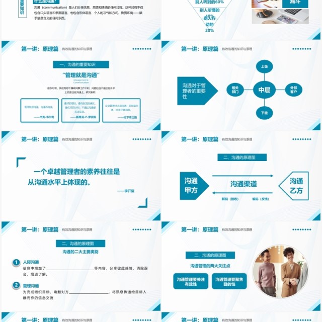 蓝色商务优秀管理者的有效沟通PPT模板
