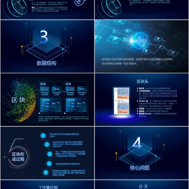 蓝色科技内容完整比特币区块链简介PPT