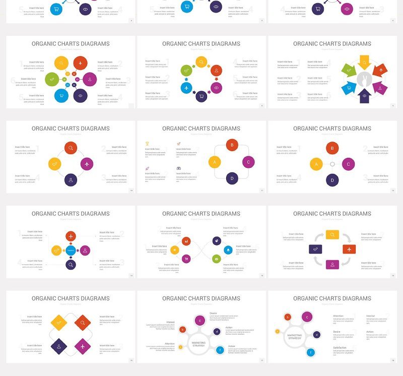 18款关系图营销模型工具的结构PPT信息图表矢量元素多套配色