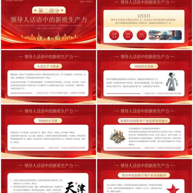红色政府工作报告中的新质生产力PPT模板 红色政府工作报告中的新质生产力PPT模板