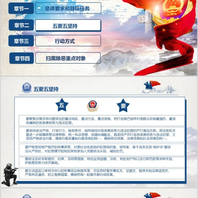 简约亮剑行动扫黑除恶PPT模板 简约亮剑行动扫黑除恶PPT模板