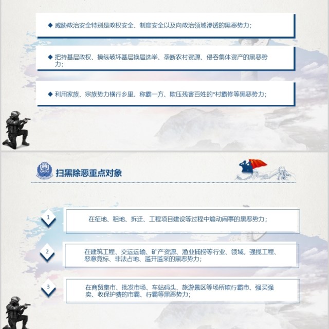 简约亮剑行动扫黑除恶PPT模板 简约亮剑行动扫黑除恶PPT模板