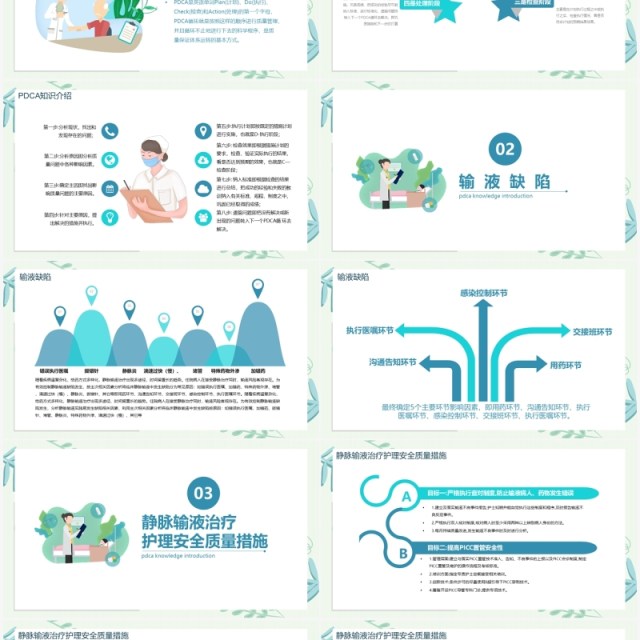 绿色健康护理输液PDCA应用PPT模板