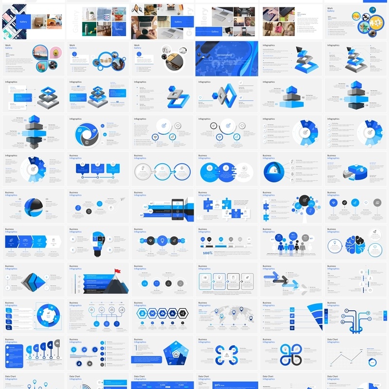 400多页多用途蓝色商业计划书公司工作报告项目宣传介绍时间轴团队地图PPT模板素材