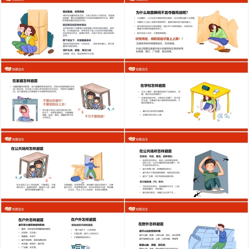 防震减灾地震自救逃生知识科普动态PPT模板