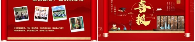 红色卷轴风喜报祝贺高考学子金榜题名PPT模版 红色卷轴风喜报祝贺高考学子金榜题名PPT模版
