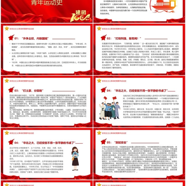 红色简约五四青年节中国青年运动史PPT模板 红色简约五四青年节中国青年运动史PPT模板