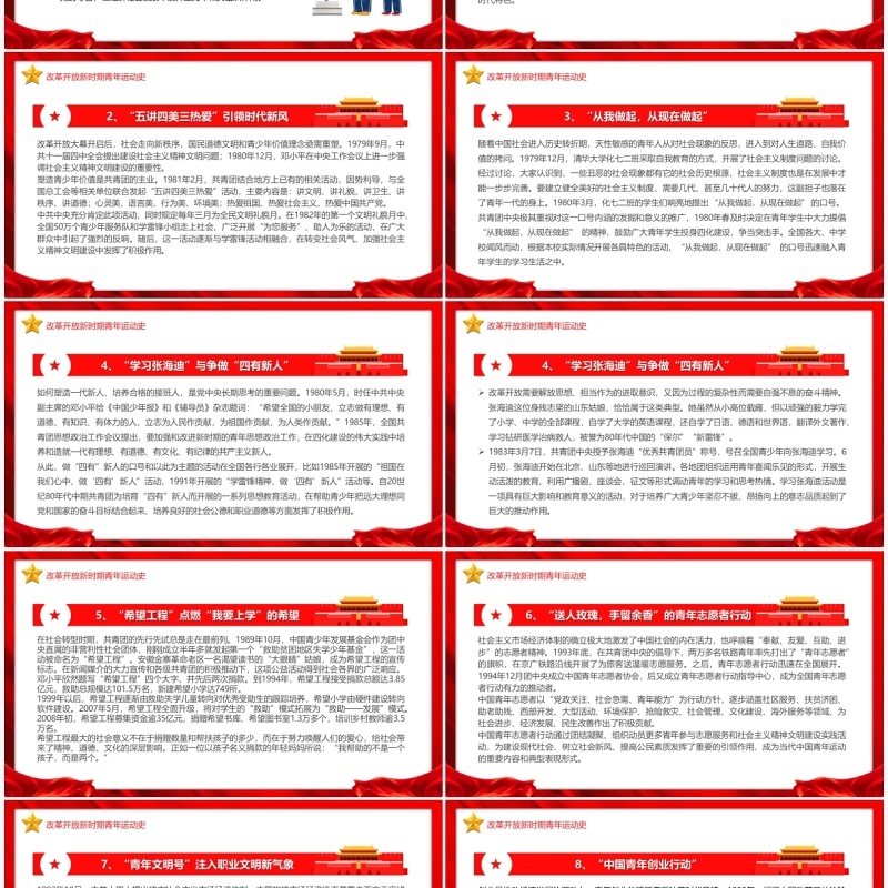 红色简约五四青年节中国青年运动史PPT模板