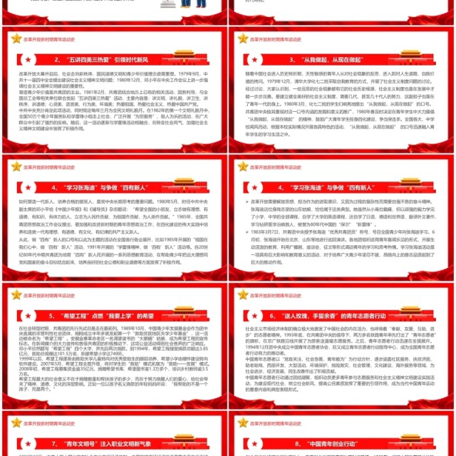 红色简约五四青年节中国青年运动史PPT模板 红色简约五四青年节中国青年运动史PPT模板