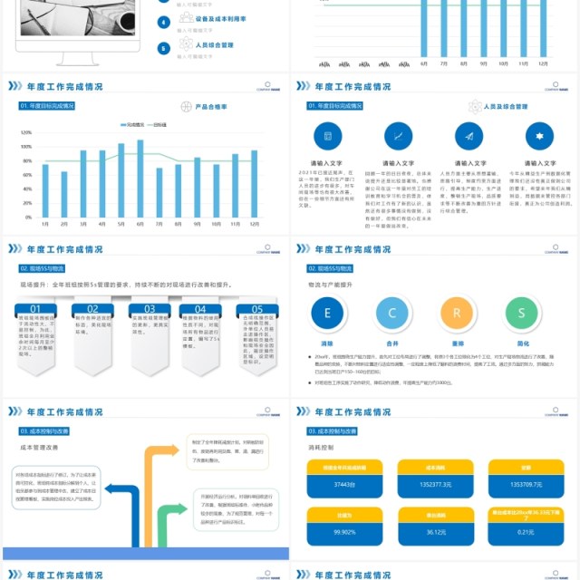 简约商务生产部年终总结工作报告PPT模板
