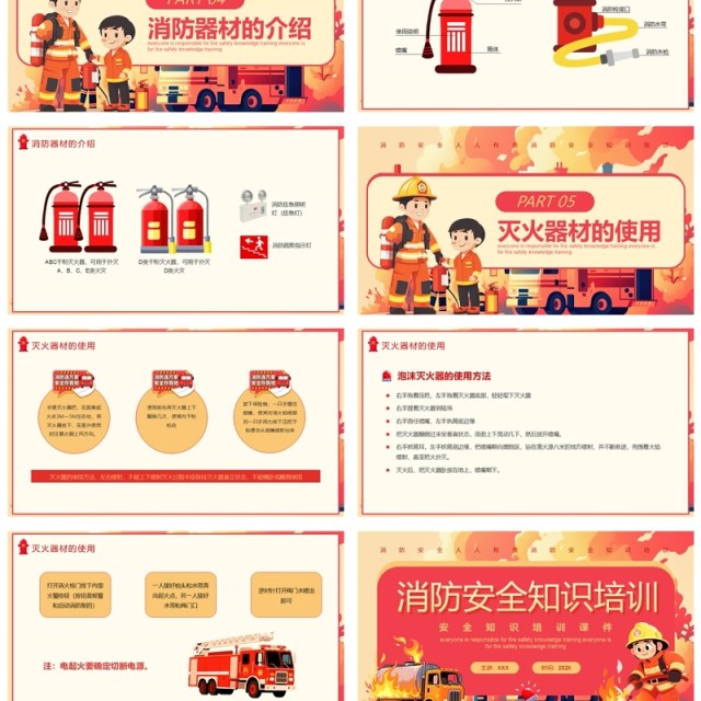红色卡通风消防安全知识培训PPT模板 红色卡通风消防安全知识培训PPT模板