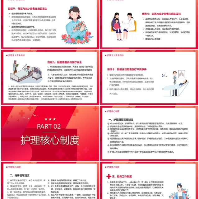 红色简约风十八项护理核心制度宣传PPT模板 红色简约风十八项护理核心制度宣传PPT模板