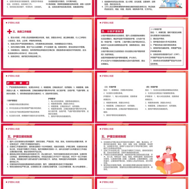 红色简约风十八项护理核心制度宣传PPT模板