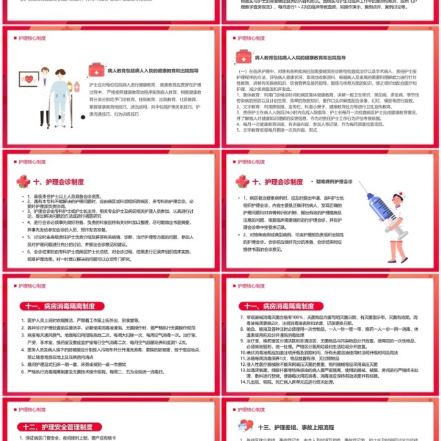 红色简约风十八项护理核心制度宣传PPT模板 红色简约风十八项护理核心制度宣传PPT模板