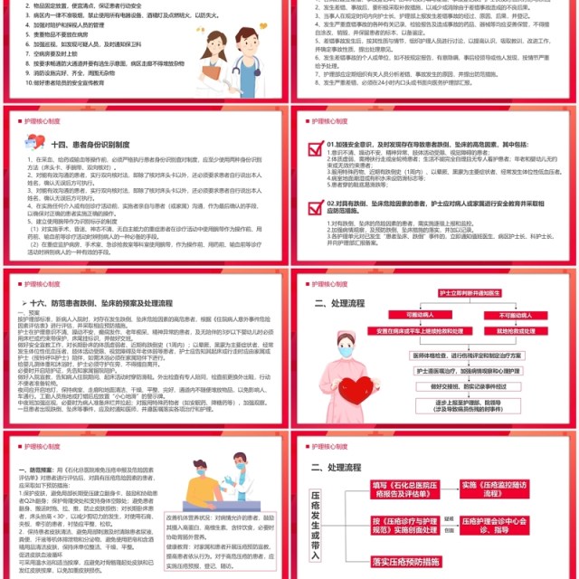 红色简约风十八项护理核心制度宣传PPT模板