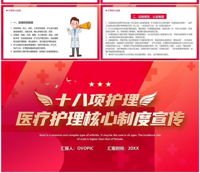 红色简约风十八项护理核心制度宣传PPT模板 红色简约风十八项护理核心制度宣传PPT模板