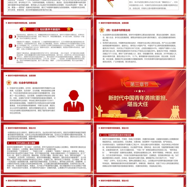 红色新时代的中国青年白皮书PPT模板 红色新时代的中国青年白皮书PPT模板