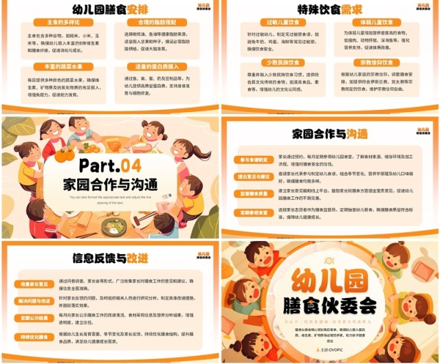 橙色卡通风幼儿园膳食伙委员会PPT模板 橙色卡通风幼儿园膳食伙委员会PPT模板