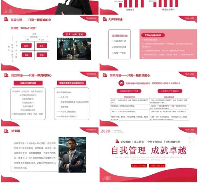 红色商务风自我管理企业培训PPT模板 红色商务风自我管理企业培训PPT模板