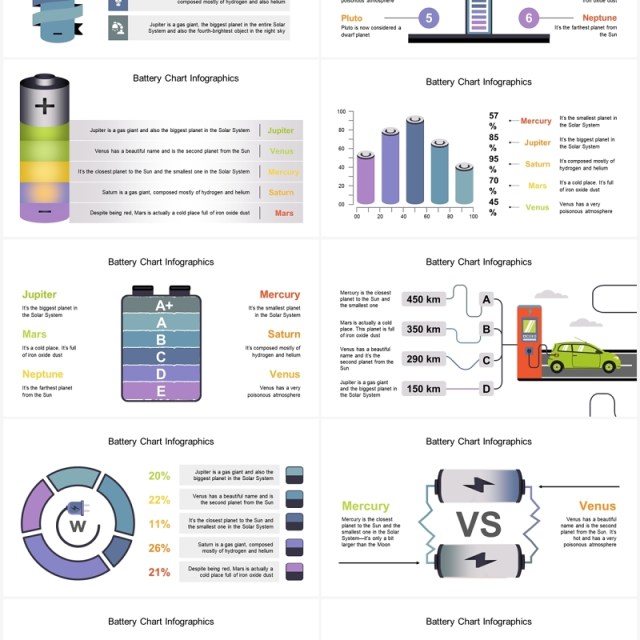 40页电源电池可视化图表集PPT模板