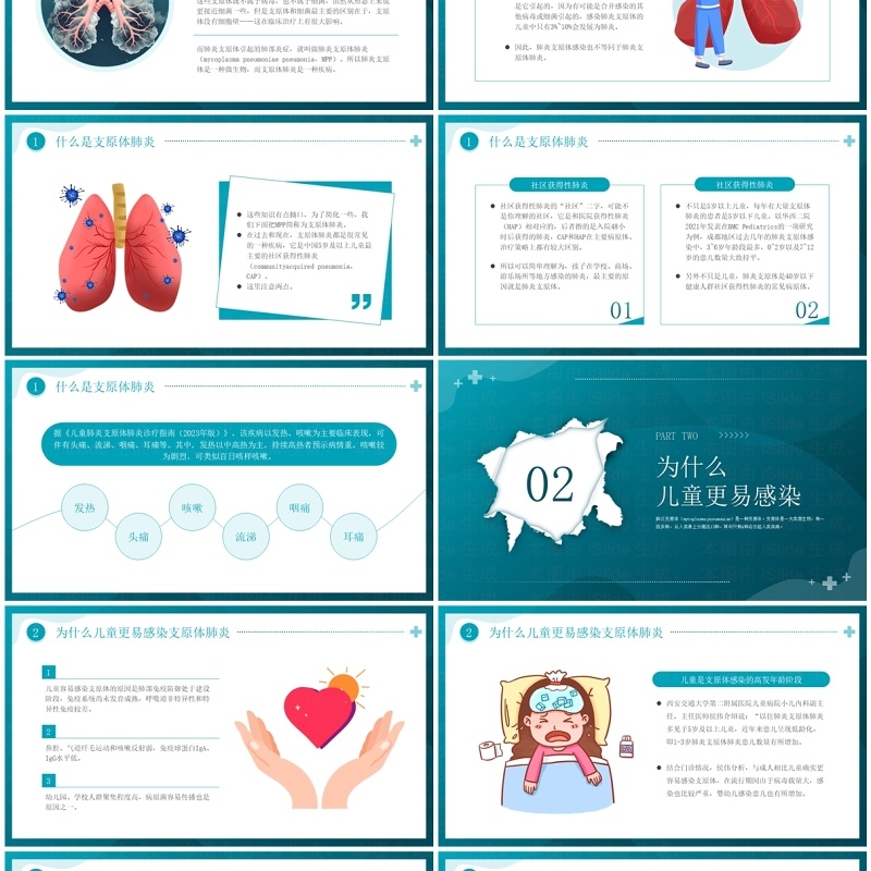 蓝色简约预防支原体肺炎PPT模板