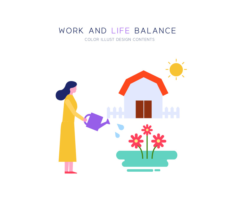 浇花小场景网页UI插画插图AI矢量素材