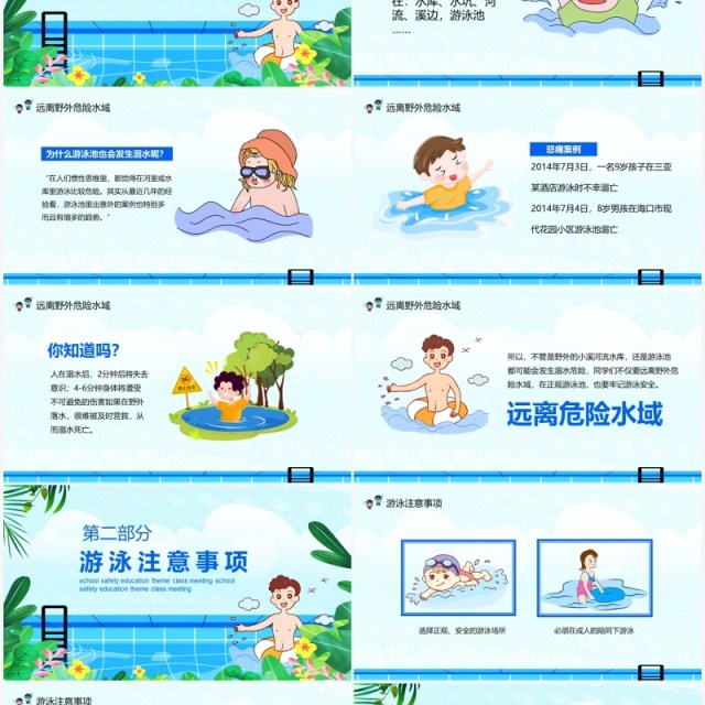 夏季防溺水校园教育主题班会动态PPT